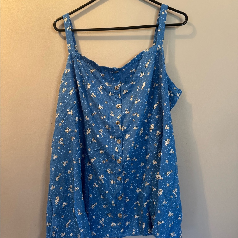 Torrid Blue Floral Button-Front Blouse